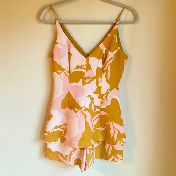 Keepsake Mustard Printed Lined Romper - Picture 4 of 7